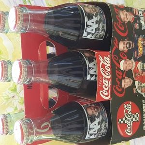 Nascar Kyle Petty glass Coke bottles w/holder 6 pack